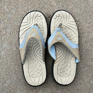 Speedo flip flops tan/blue-cushion sole